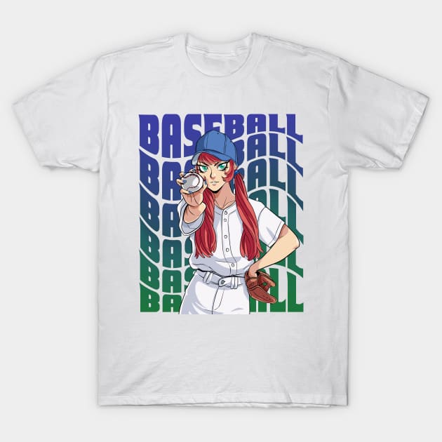 Baseball Player Boys Girls Youth Female Pitcher Sports T-Shirt by Noseking